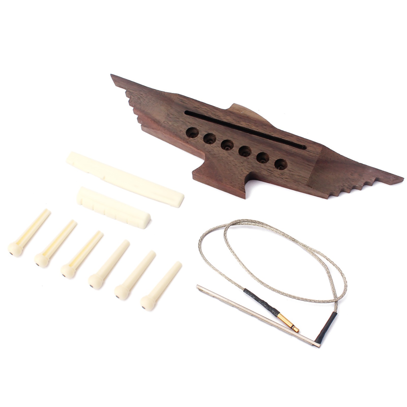 6 String Acoustic Guitar Rosewood Bridge & Pins Piezo Pickup Saddle Nut Set