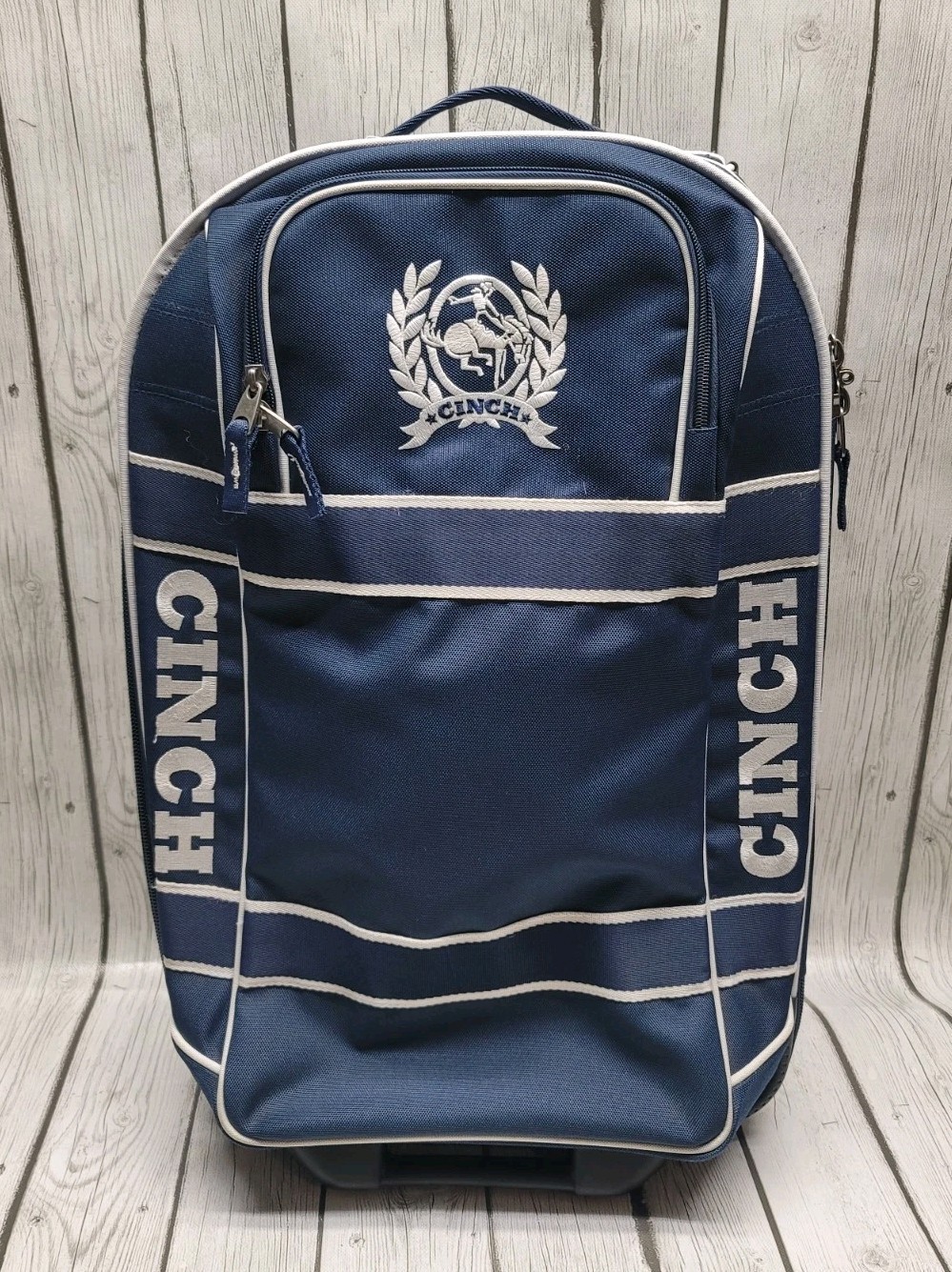 RARE Cinch Rolling Duffle Luggage Suitcase Western Gear Division Wheeled Navy 