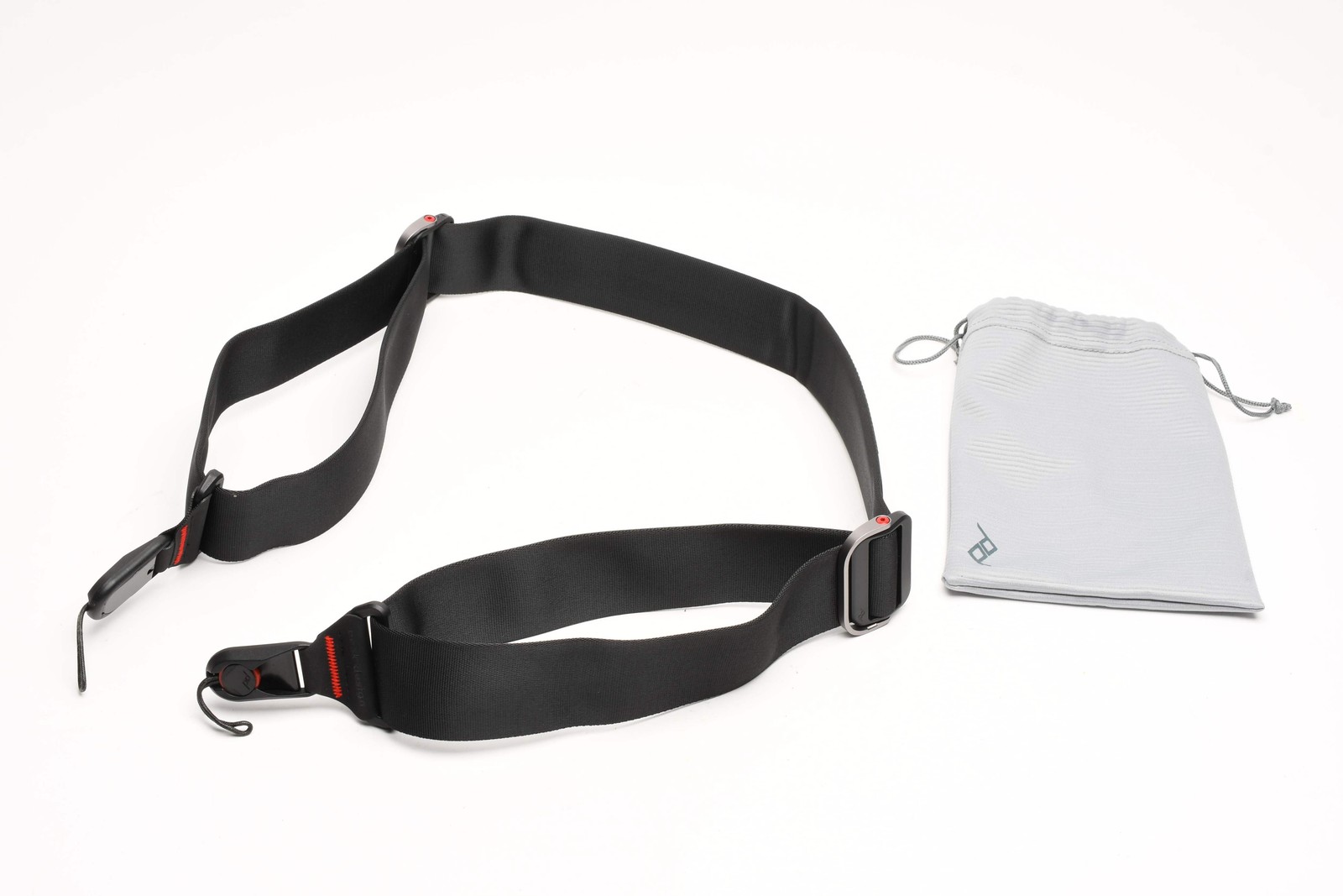 Peak Design Slide camera strap 1/25" wide w/2X anchors (Black), Pouch