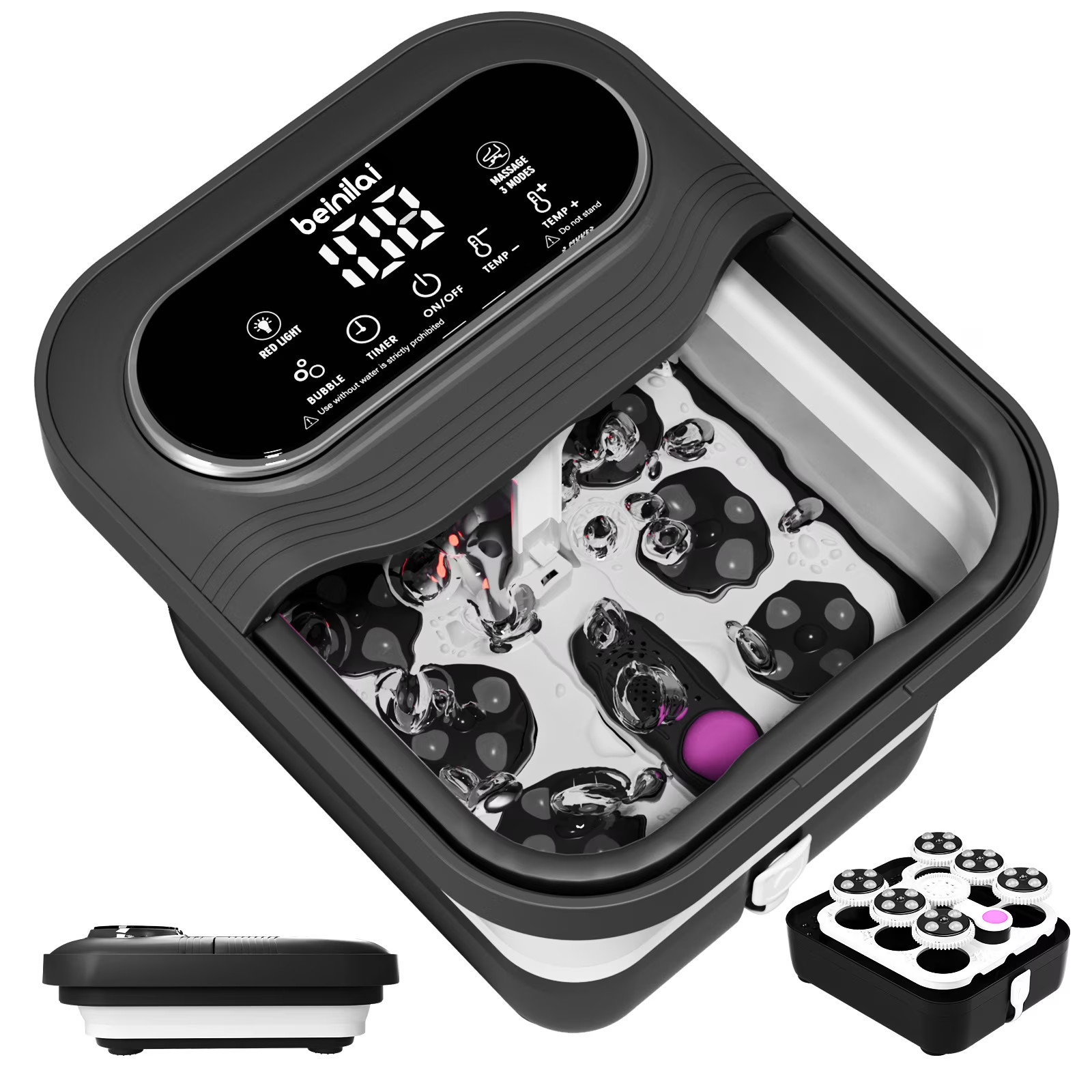 Beinilai Collapsible Foot Spa Electric Rotary Massage, Foot Bath with Heat NEW