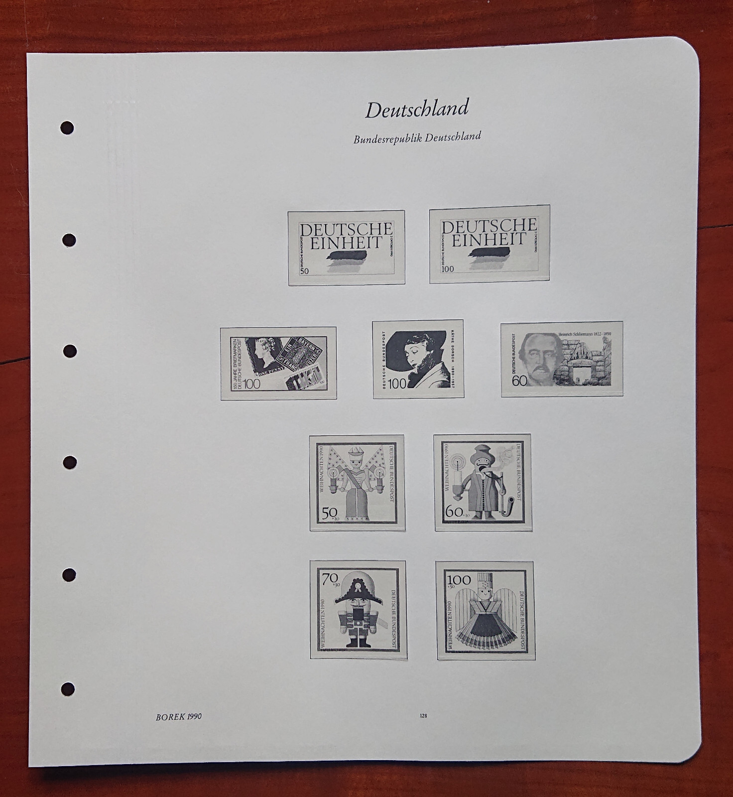Form sheet Federal Republic of Germany Borek 1990 p. 128 German Unity