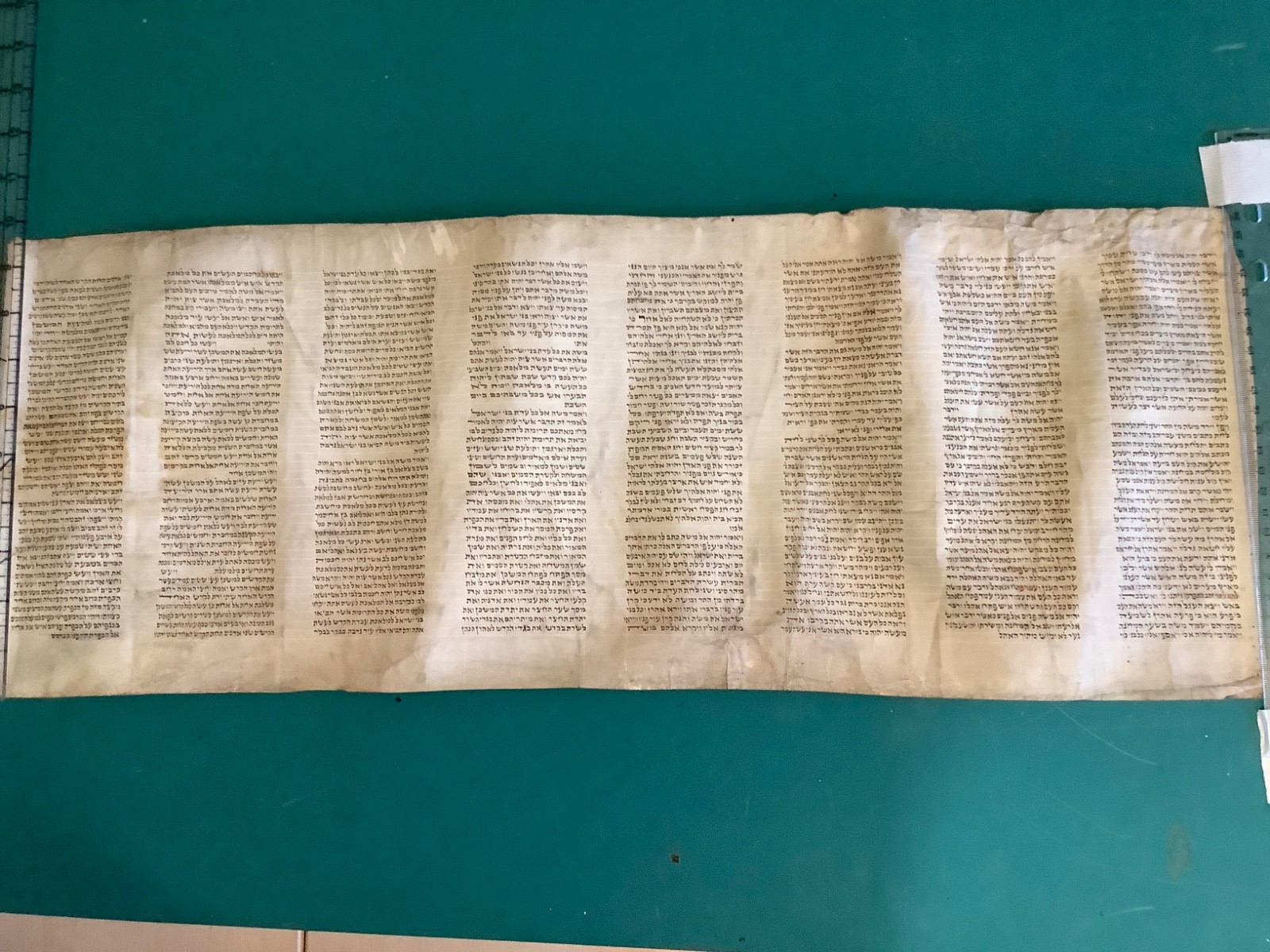 Original Hebrew Torah handwritten manuscript on Vellum 100-150 yrs. Old