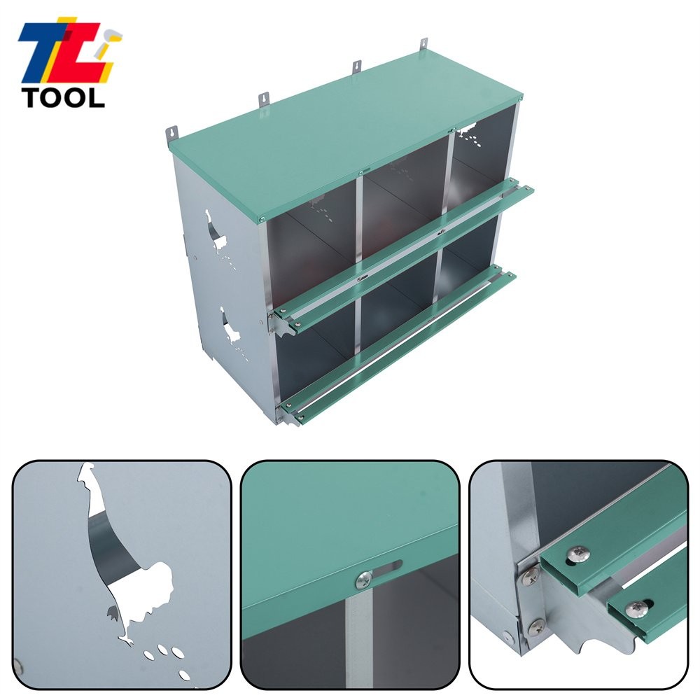 6 Holes Green Chicken Laying Box Chicken Ducks Eggs Nesting Boxes Wall Mount