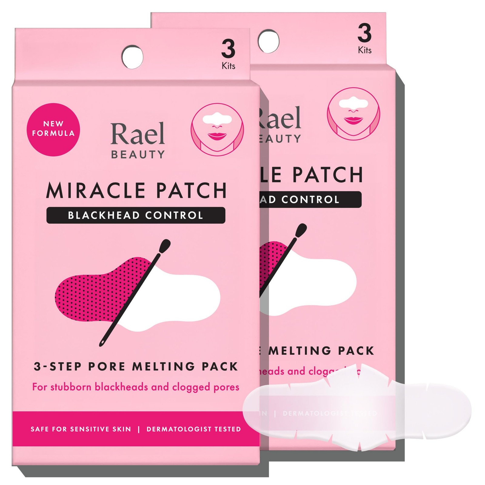 Rael Blackhead Remover, Miracle Patch Melting Pack, Nose 1 Count (Pack of 2) 
