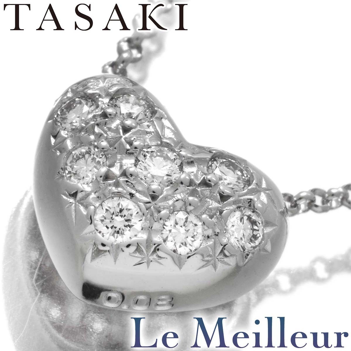 Tasaki Heart Motif Pendant Necklace Diamond K18 TASAKI Used