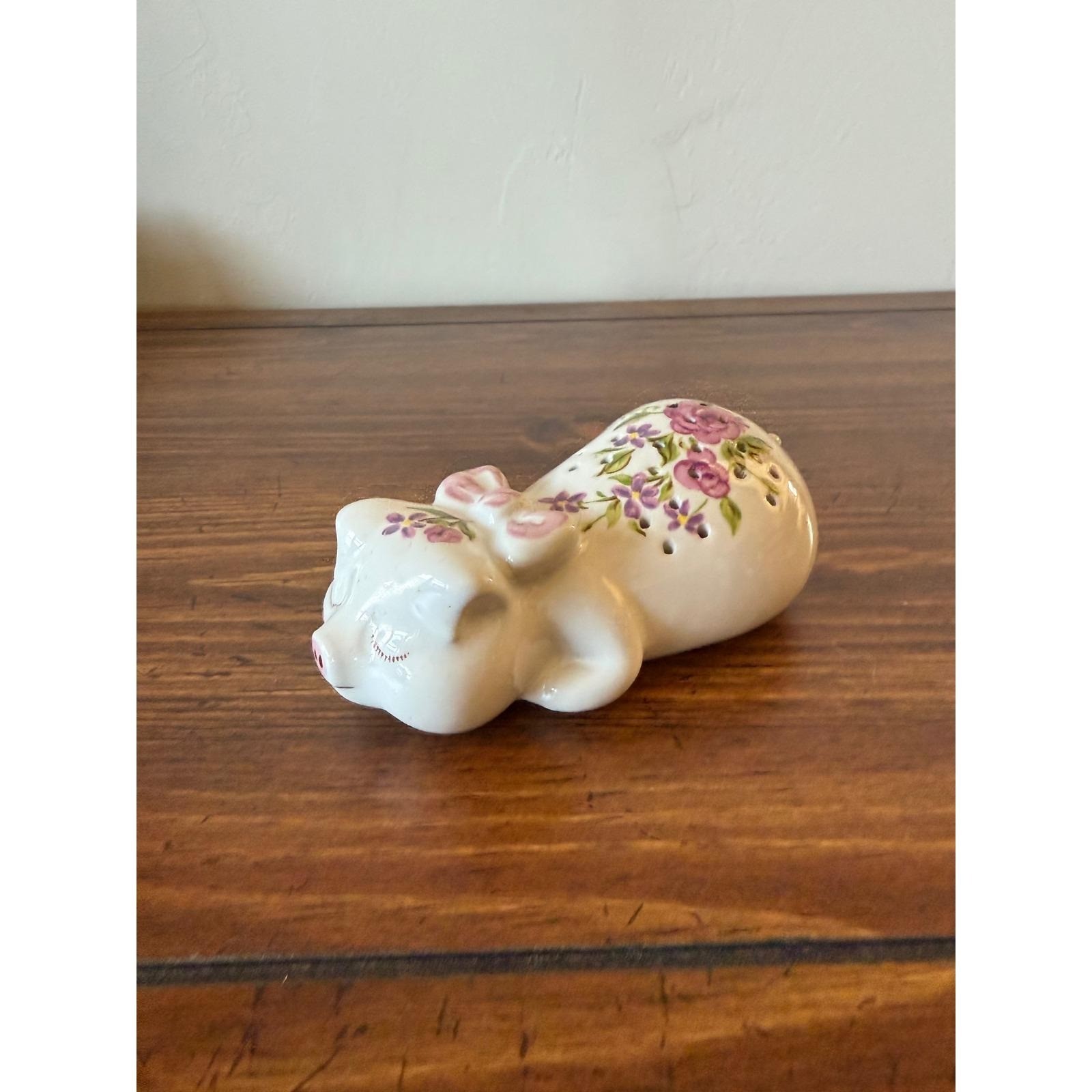 Vintage 1978 Avon Ceramarte Brazil Ceramic Pig Pomander Floral Hand Decorated