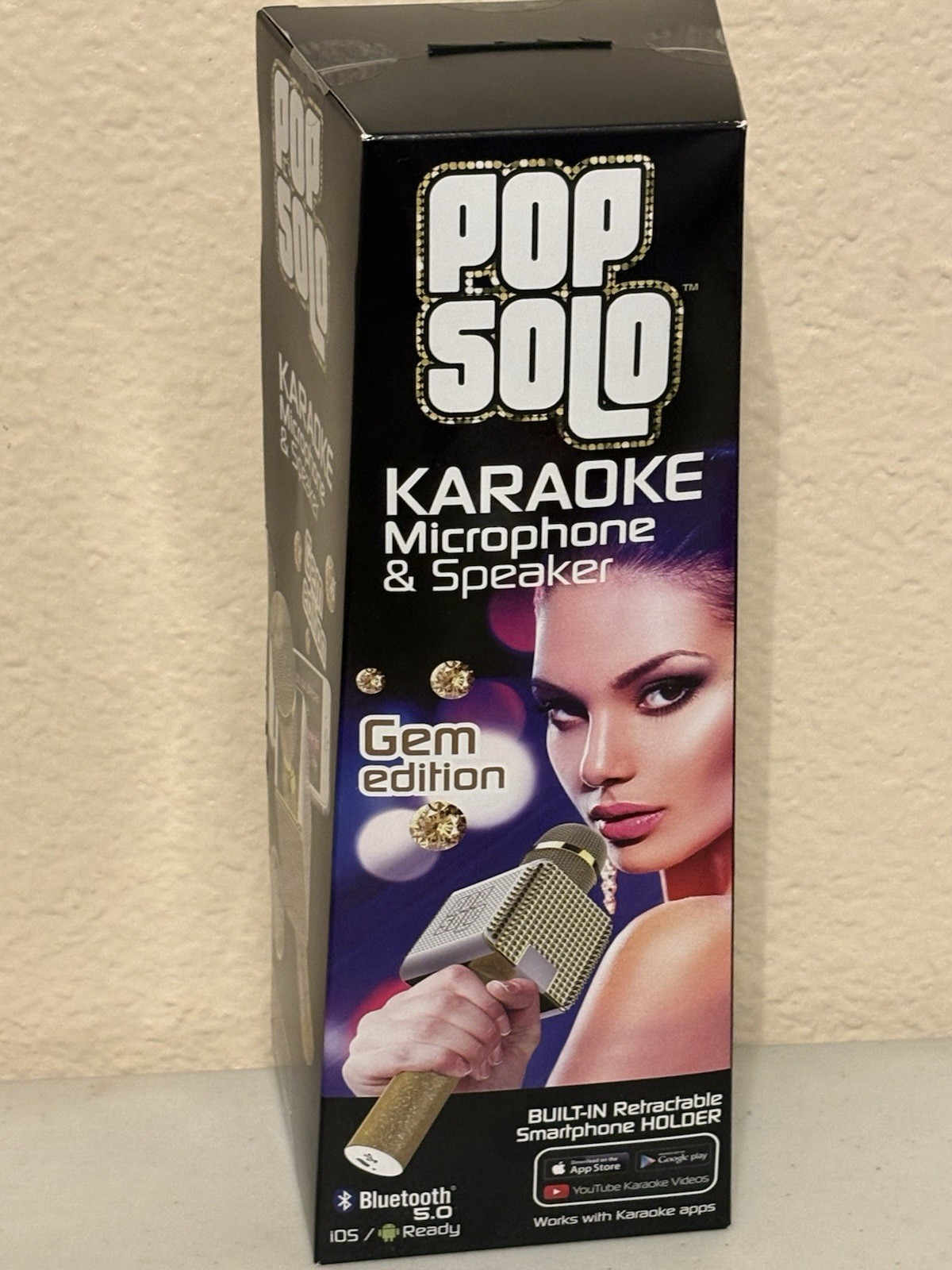 Tzumi PopSolo Gem Edition by Professional Bluetooth Karaoke Microphone Gold New