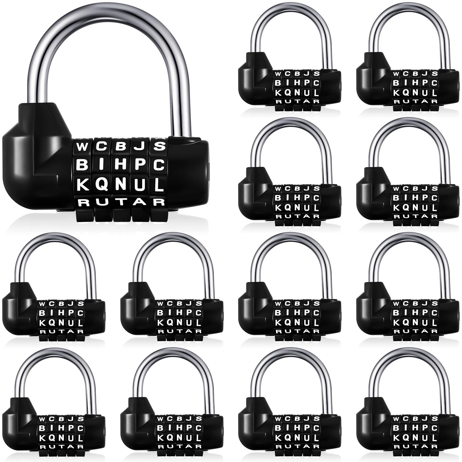 12 Pcs Gym Locker Lock 5 Digit Combination Your Own Word Safety Padlock for T...