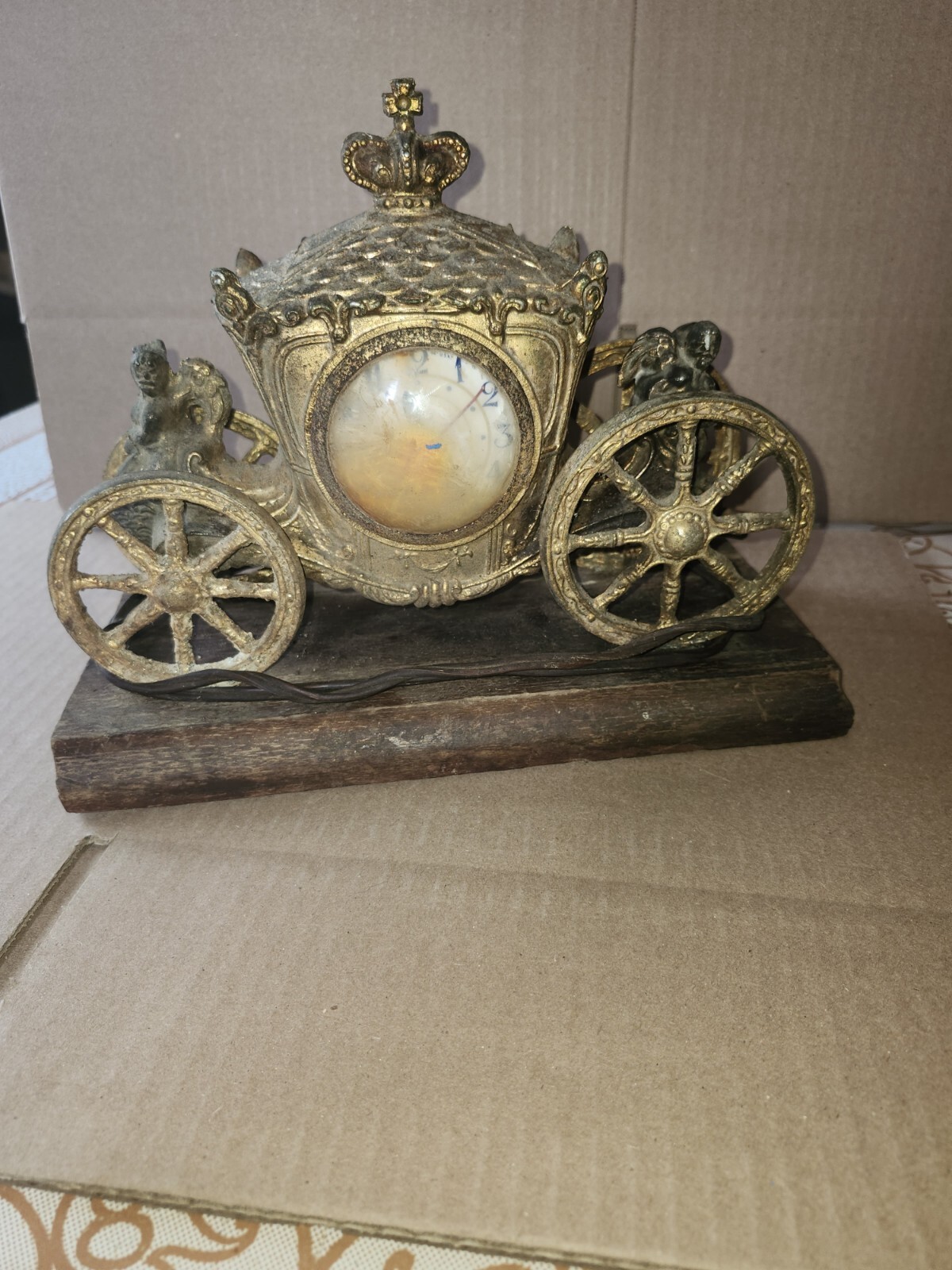 1960 Exact Carriage Cast Iron Mantle Alarm Clock For parts