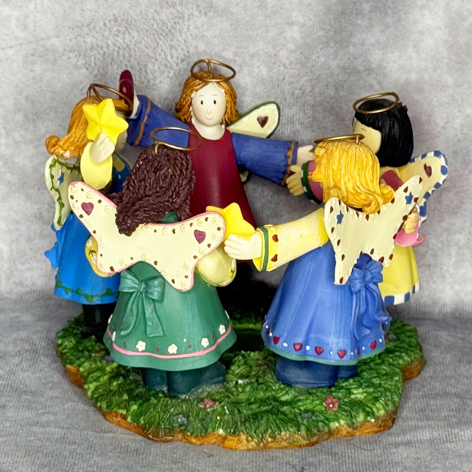 Circle Of Friends Angels Girls Votive Candle Holder Decor Multi Ethnic Hearts