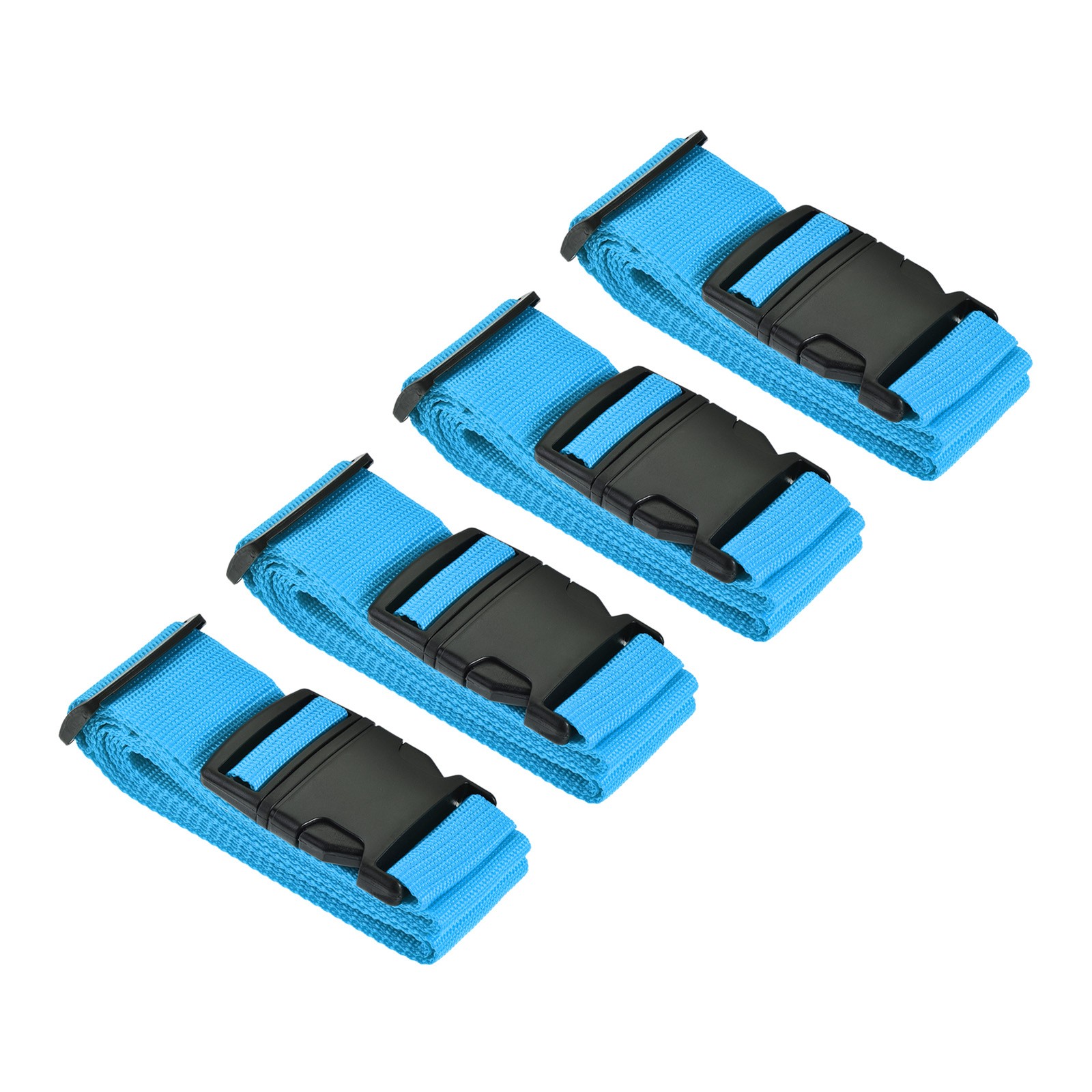 4 Pack Luggage Straps Suitcase Belts Adjustable PP Buckle Label 79"x2" Sky Blue