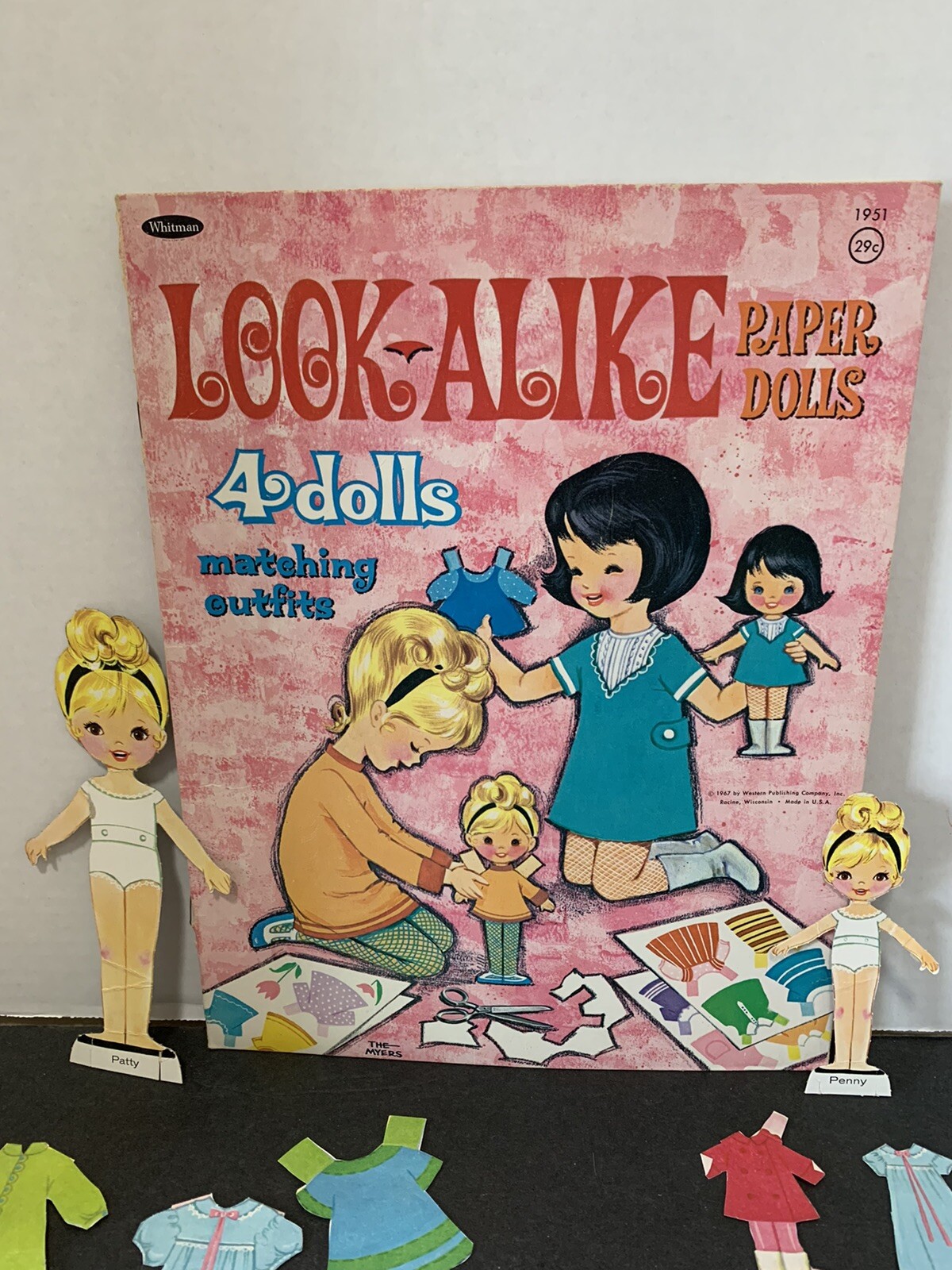 VTG 1967 Whitman (2 sets)Look-Alike & Robin& Rachel cutout Paper Dolls w/Clothes