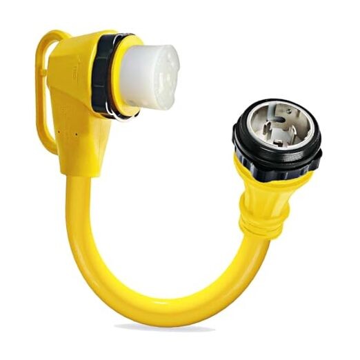 90 Degree 50 Amp RV Twist Lock Plug, NEMA RV Adapter, 1.5ft SS2-50P to SS2-50R