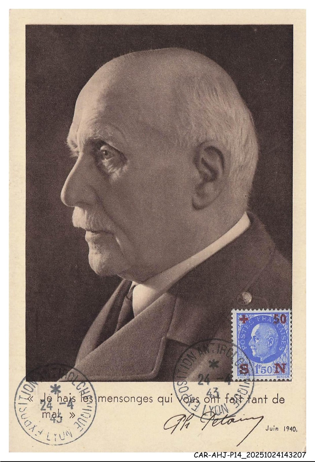 CAR-AHJP14-0653-CARD-MAXIMUM - General Pétain - 1943
