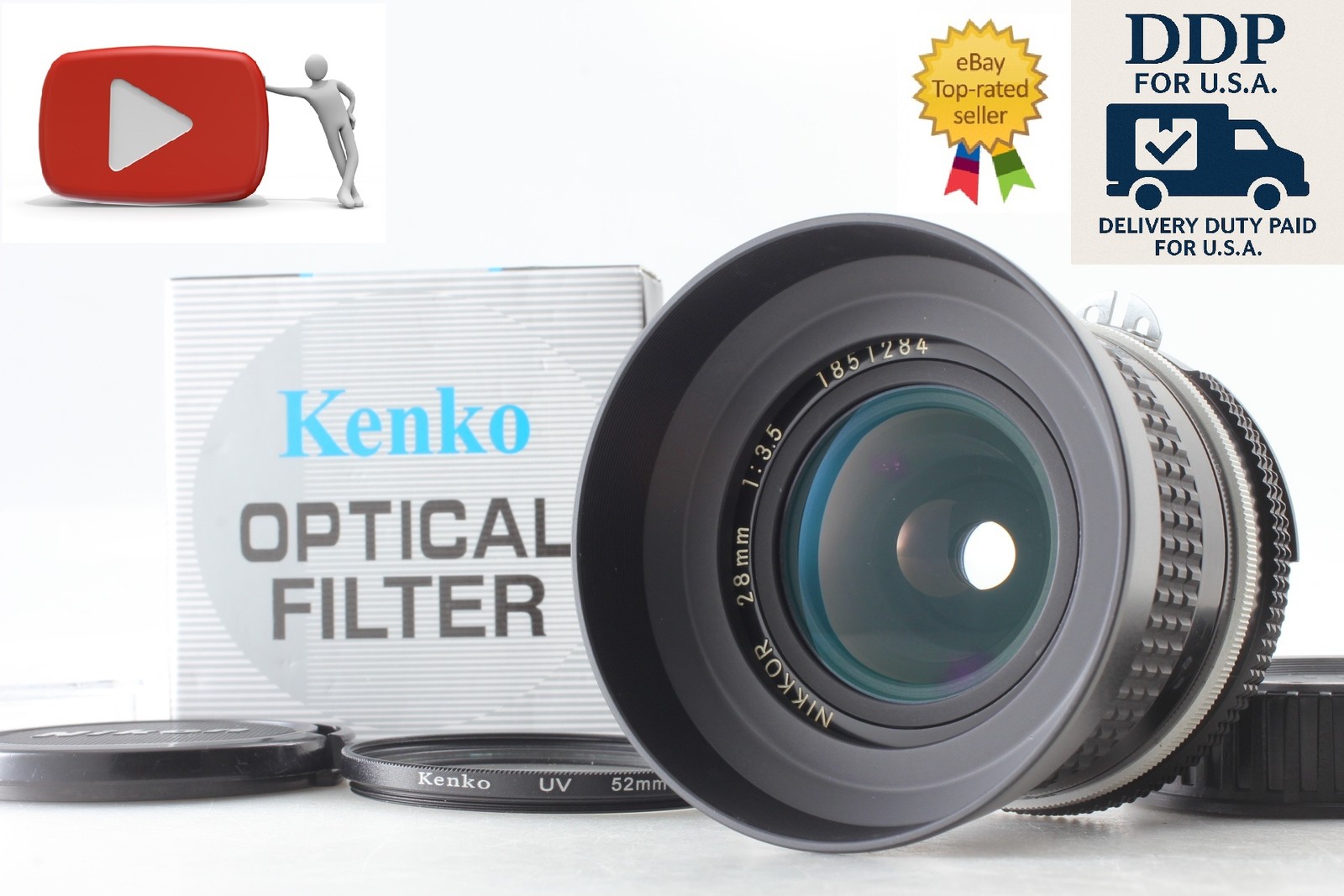 w/ Hood HN-2 [Near MINT] Nikon Ai Nikkor 28mm f/3.5 Wide Angle Lens from JAPAN