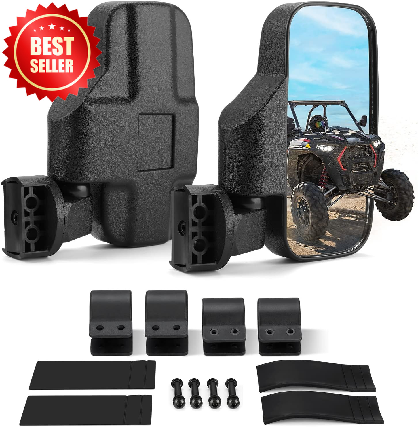 UTV Mirrors Side Fits 1.6 to 2 Inch Roll Cage Shatter Proof Tempered Glass US