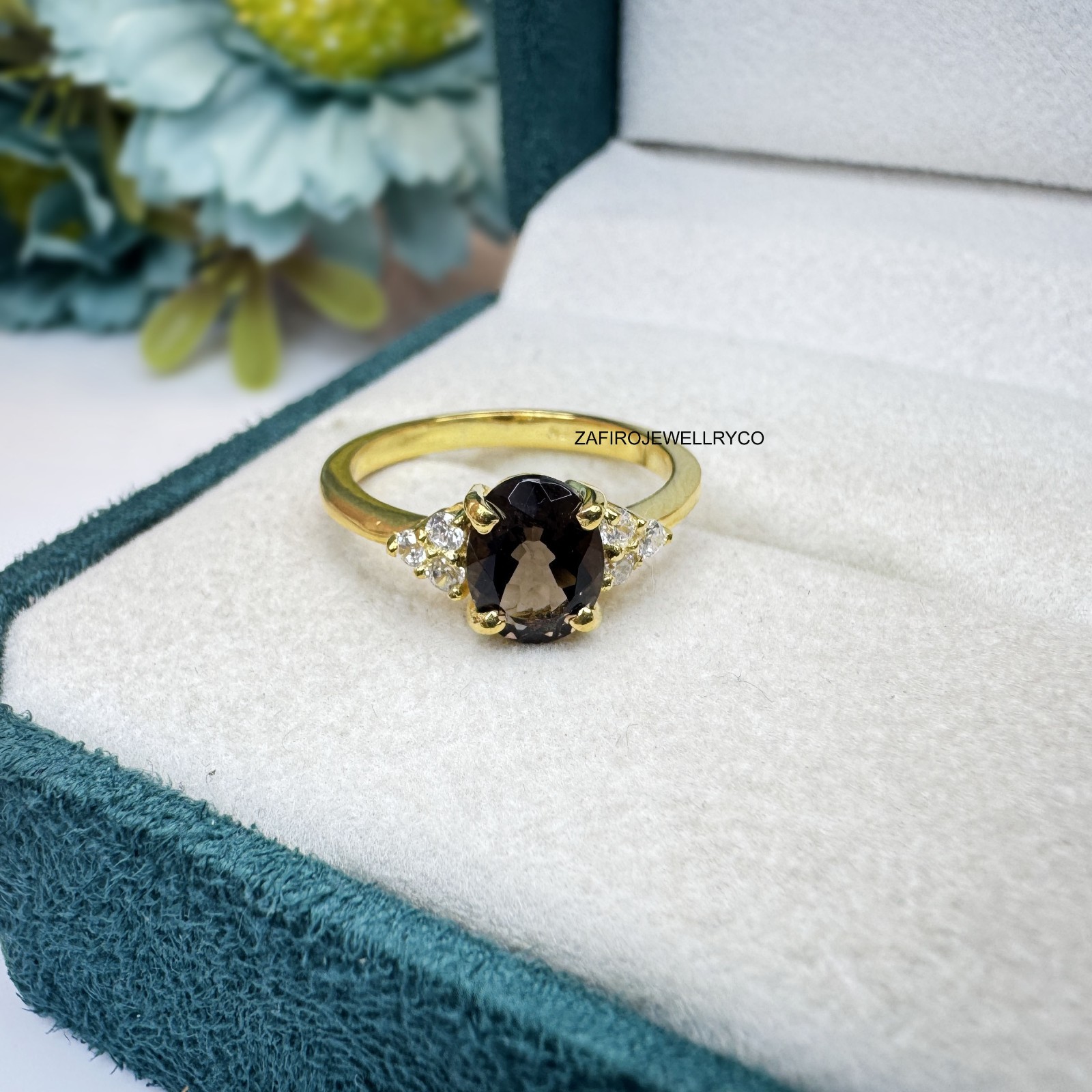 Smoky Quartz Ring,  Engagement Ring, 925 Sterling Silver, Natural Smoky Quartz