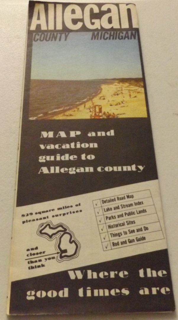 1978 OFFICIAL MAP of ALLEGAN COUNTY , Michigan w Rod & Gun, Lakes & Streams info