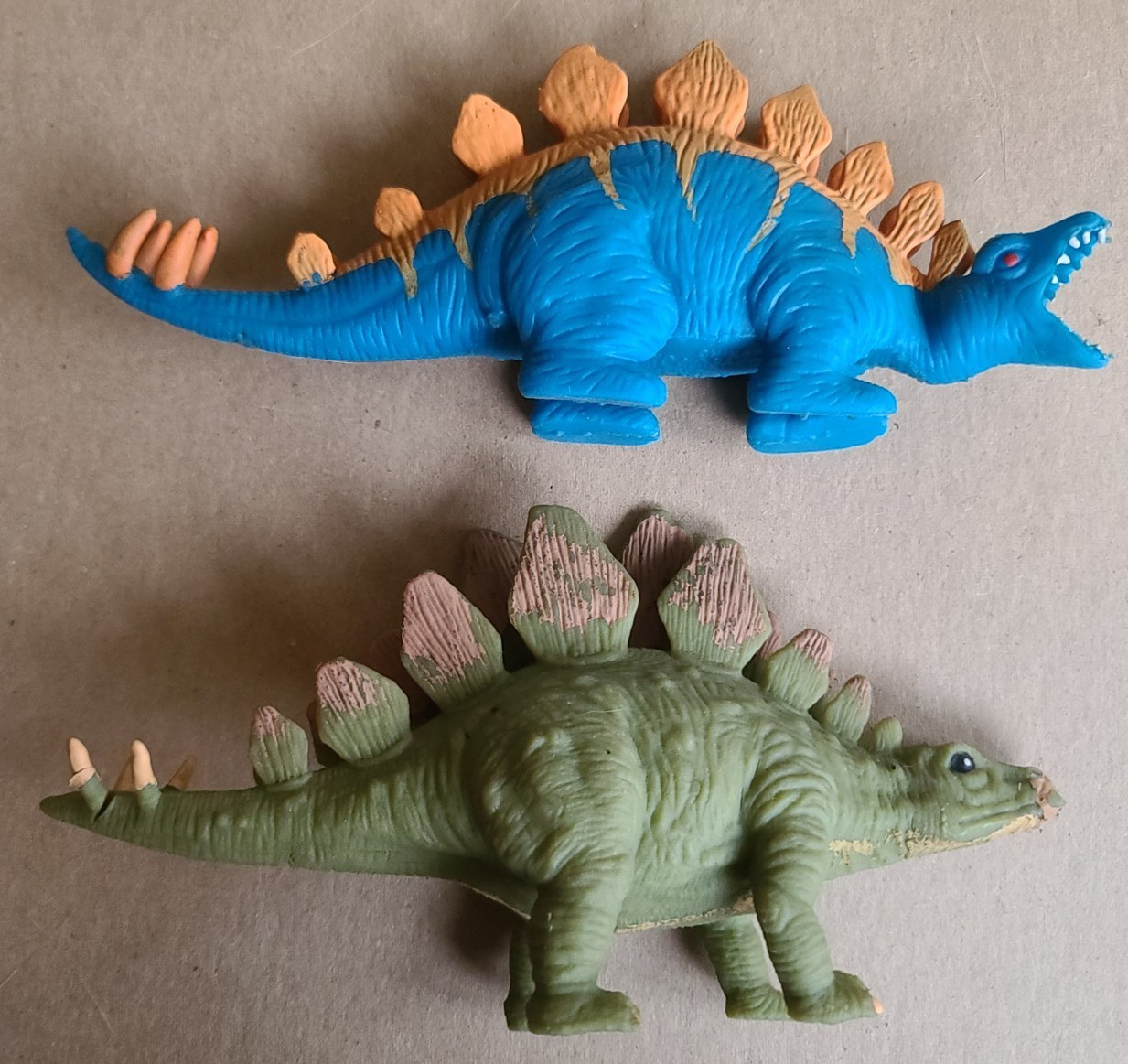 2 Vintage Rubber Dinosaur Stretch Stretchy Bean Filled Stegosaurus  Imperial