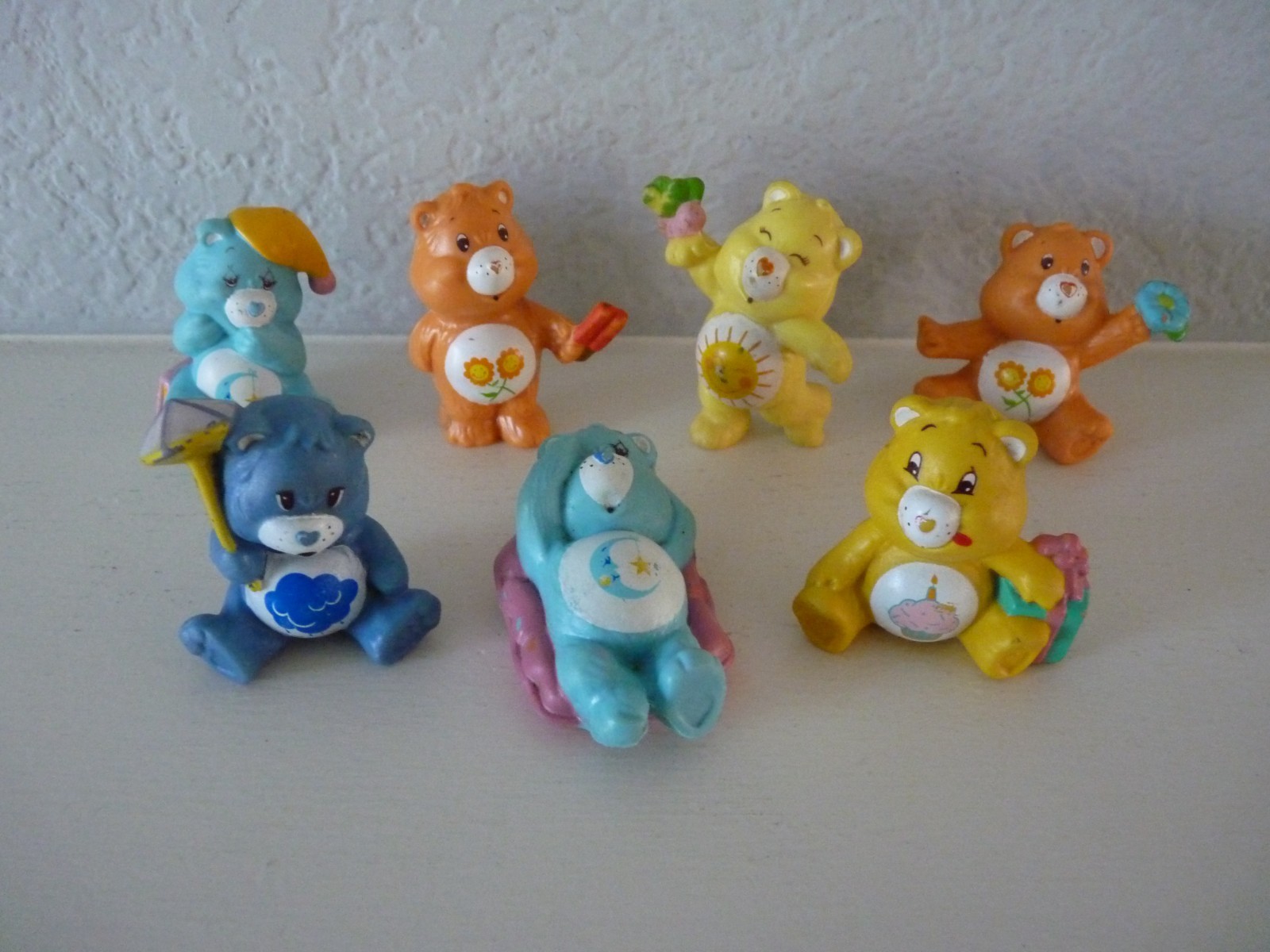 Vtg 1980's CARE BEAR Mini 2" PVC Figures Lot of (7) pcs AGC American Greetings