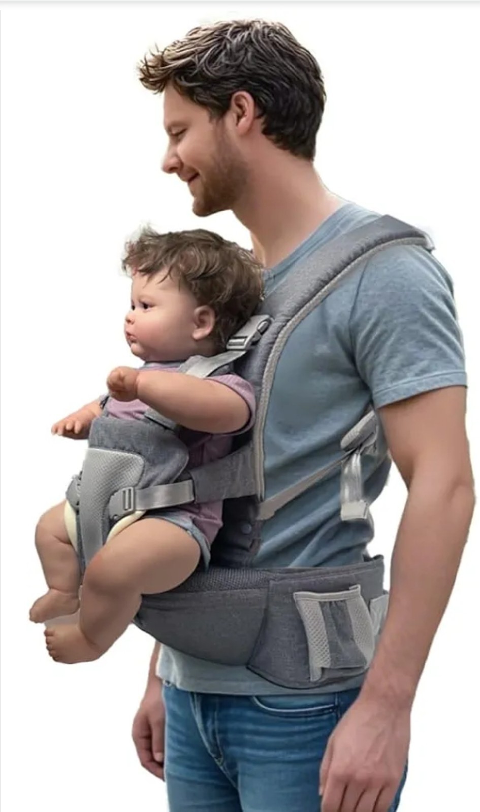 Baby Carrier 6 Way 7-42lbs Gray Ergonomic EBRSPN 0-36 months NIB