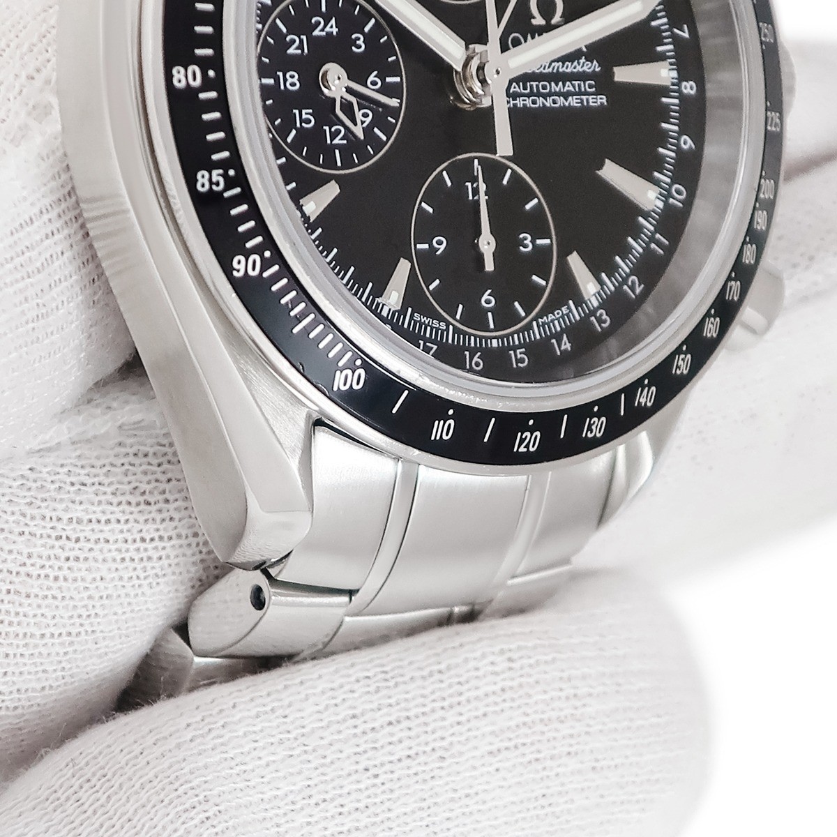 Omega Speedmaster Day-Date 3220.50 Auto Chronograph Black Dial Mens Watch Boxed