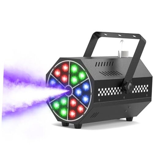 Fog Smoke Machine with 18 RGB LED Lights, 300ml Tank, Fast Warm-Up, Multiple 