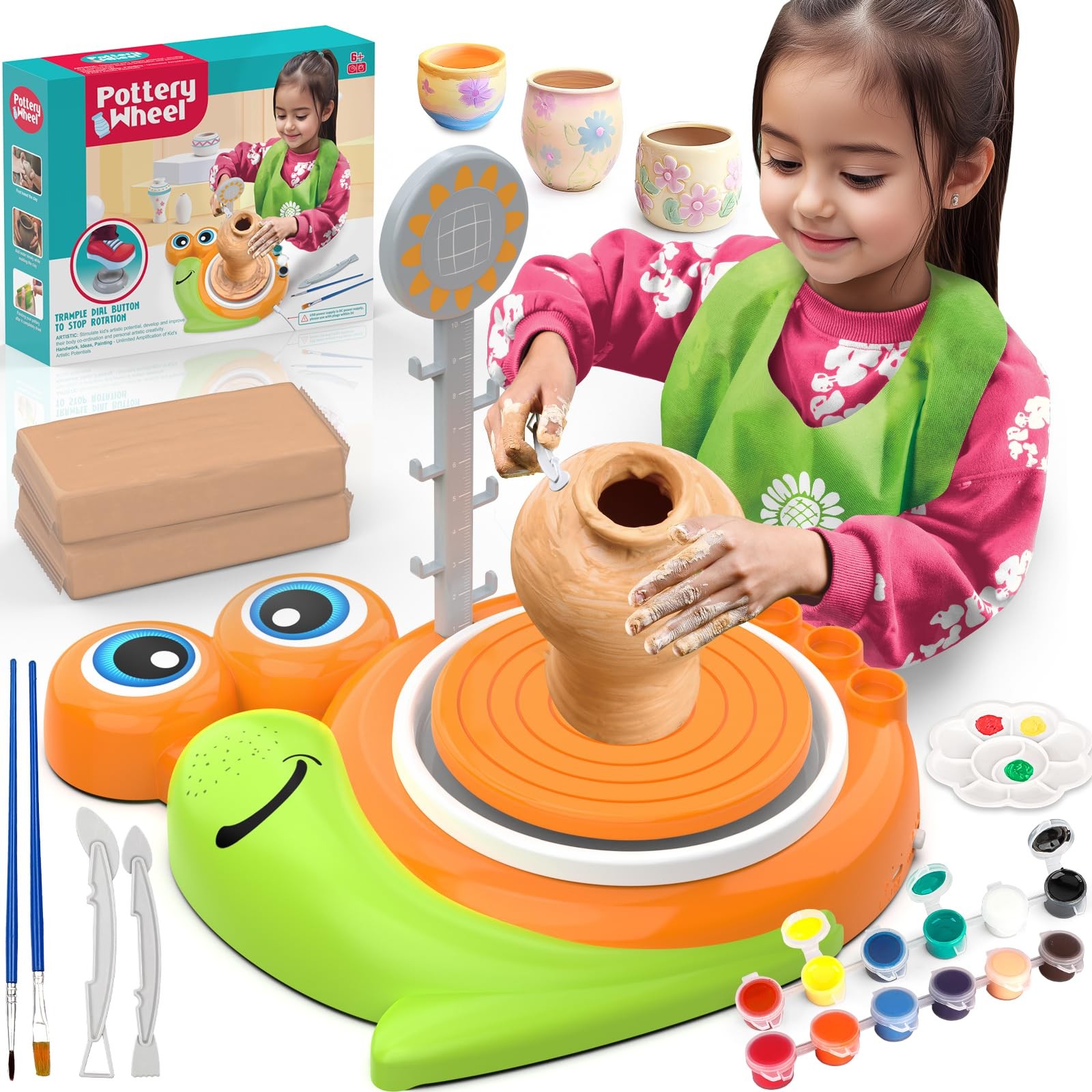 Pottery Wheel for Kids-Complete Pottery Painting Kit Arts and Crafts for Kids...