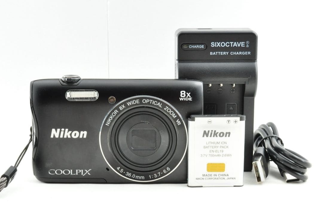 Nikon COOLPIX S3700 Black Compact Digital Camera Tested Excellent Condition