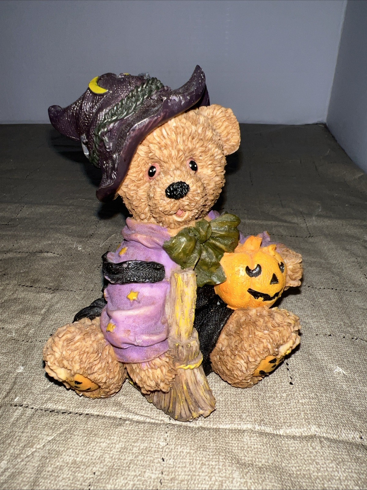 4” Vintage Teddy Bear Figurine Resin Halloween Witch Decor 