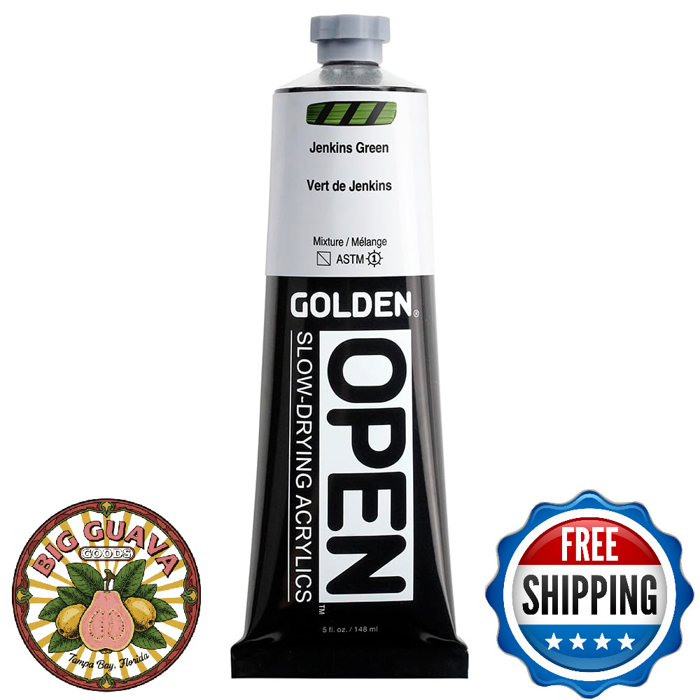 Golden Open Jenkins Green Slow-Drying Acrylic Paint 5oz Professional Semi-Transp
