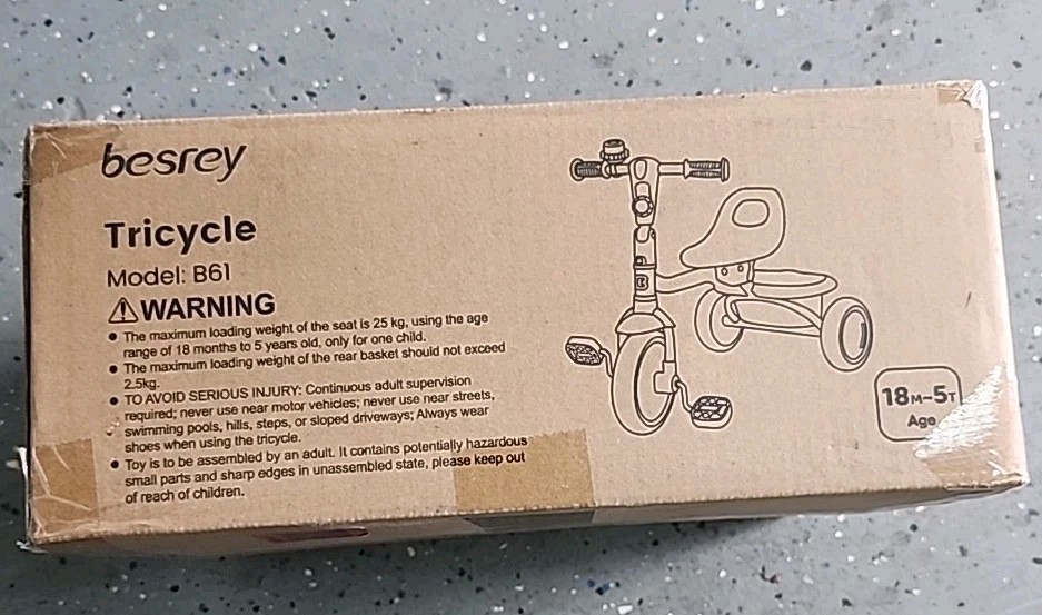 Besrey Toddler Tricycle with Bell,Kids Trikes Age 18 Months to 5 Years Girls,Yel