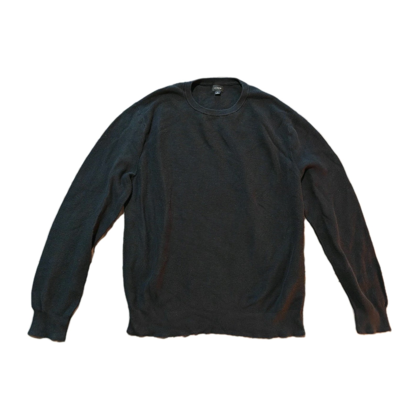 J. Crew Mens L Black 100% Cotton Crewneck Sweater Knit Pullover Soft Basic