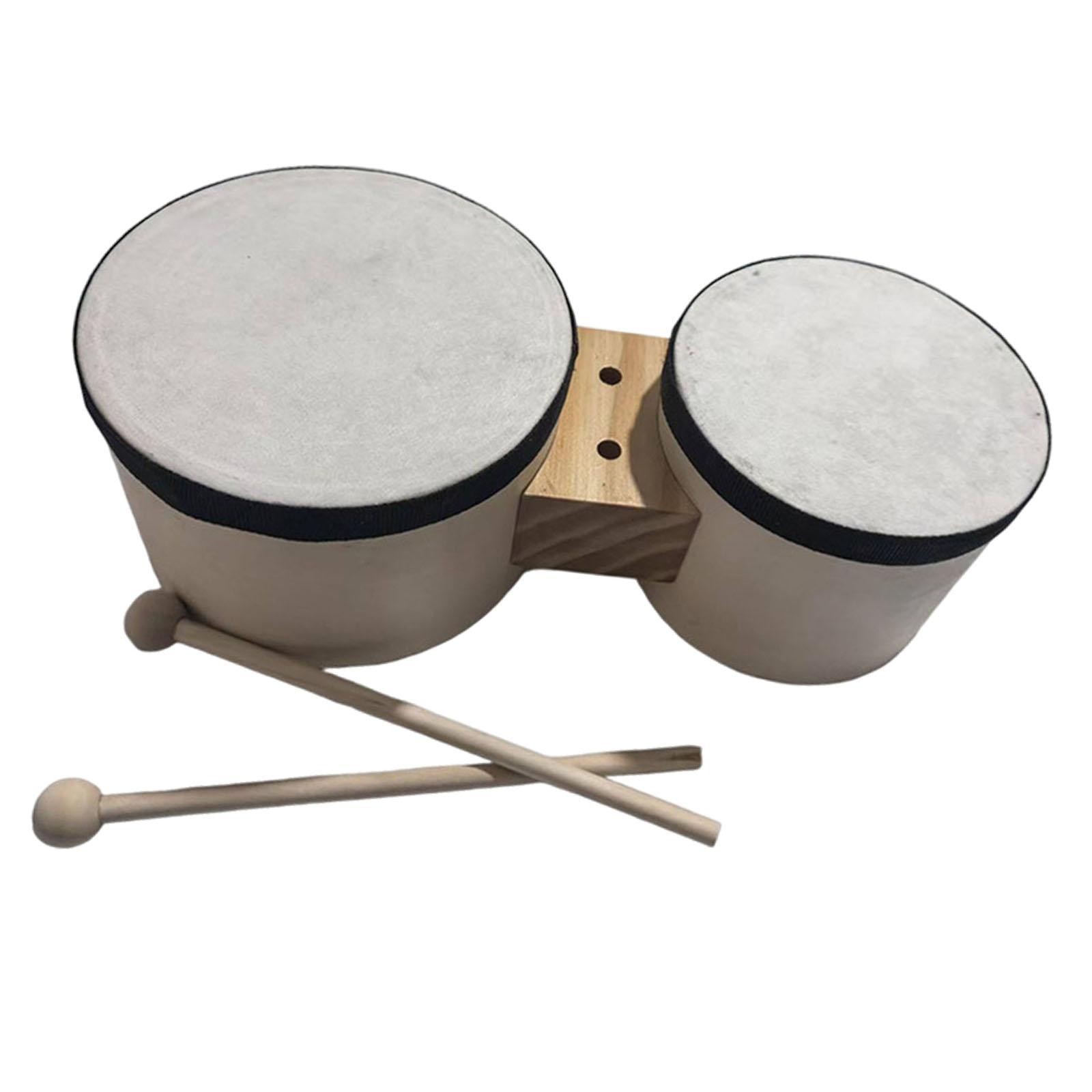 Wooden Bongo Drums 5” and 6” for Kids Adults Beginners Traditional
