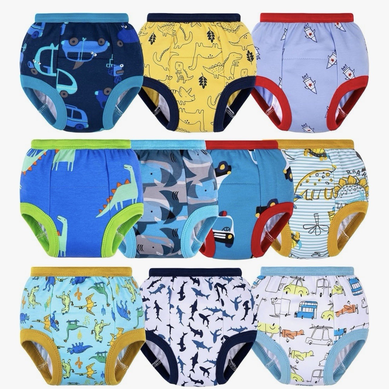 10 Packs Baby Girls' and Boys' Potty Training Pants, 100% Cotton Absorbent