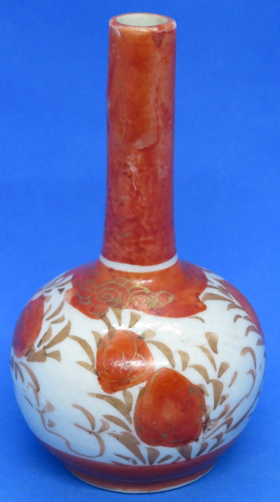 Japanese Kutani vintage Victorian Meiji Period oriental antique bottle vase D
