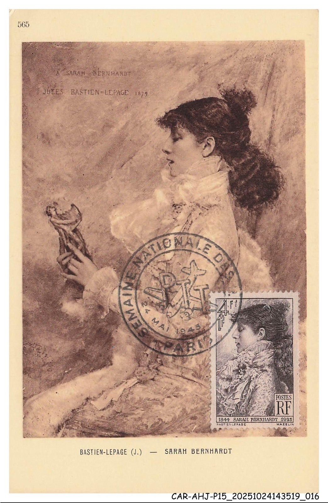 CAR-AHJP15-0695-CARD-MAXIMUM - Bastien-Lepage - Sarah Bernhardt - 1945