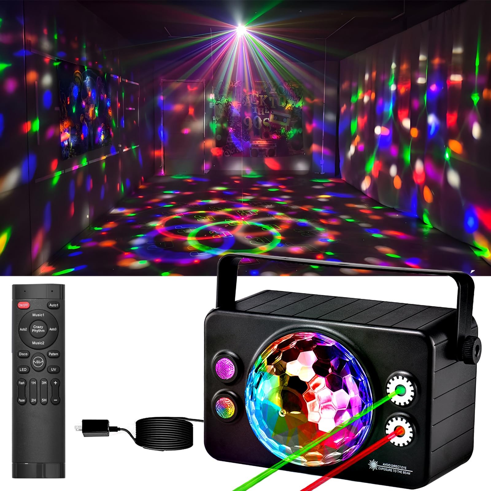 Disco Ball Light Party Lights, Disco Light Sound Activated Strobe Lamp Disco ...