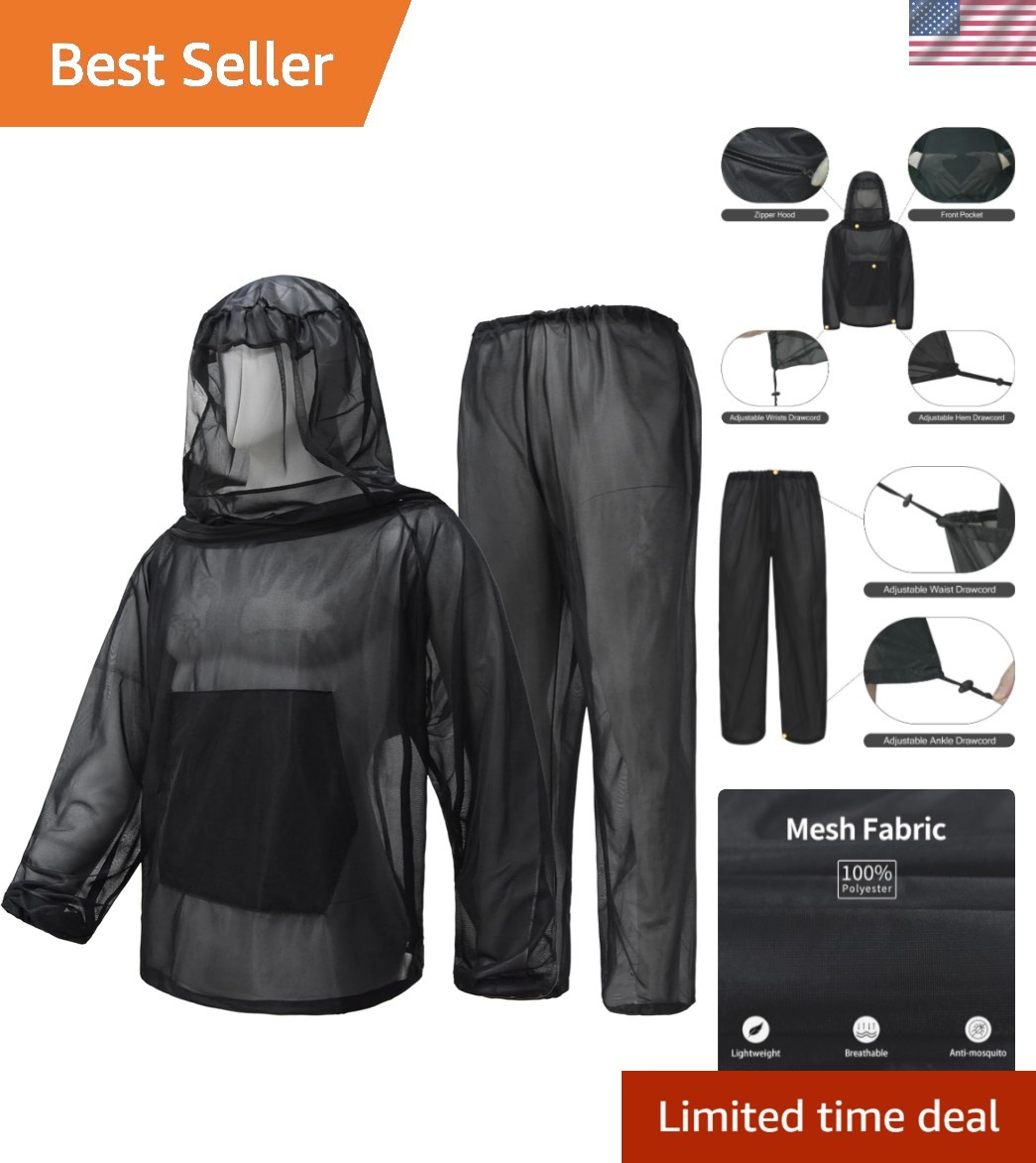 Mosquito Net Suit Camo Hunting Mesh Suit Bug Net Clothing with Hood for Outdo...