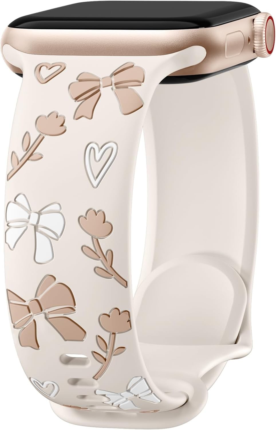 Floral Soft Silicone Strap Compatible with Apple Watch Series 41mm 44mm