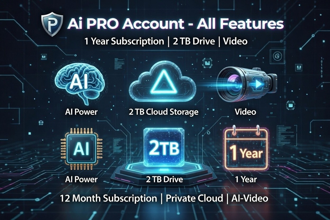 AI Pro Pro (1 Year)  Subscription / 2TB Drive / Private Cloud / Music / Video