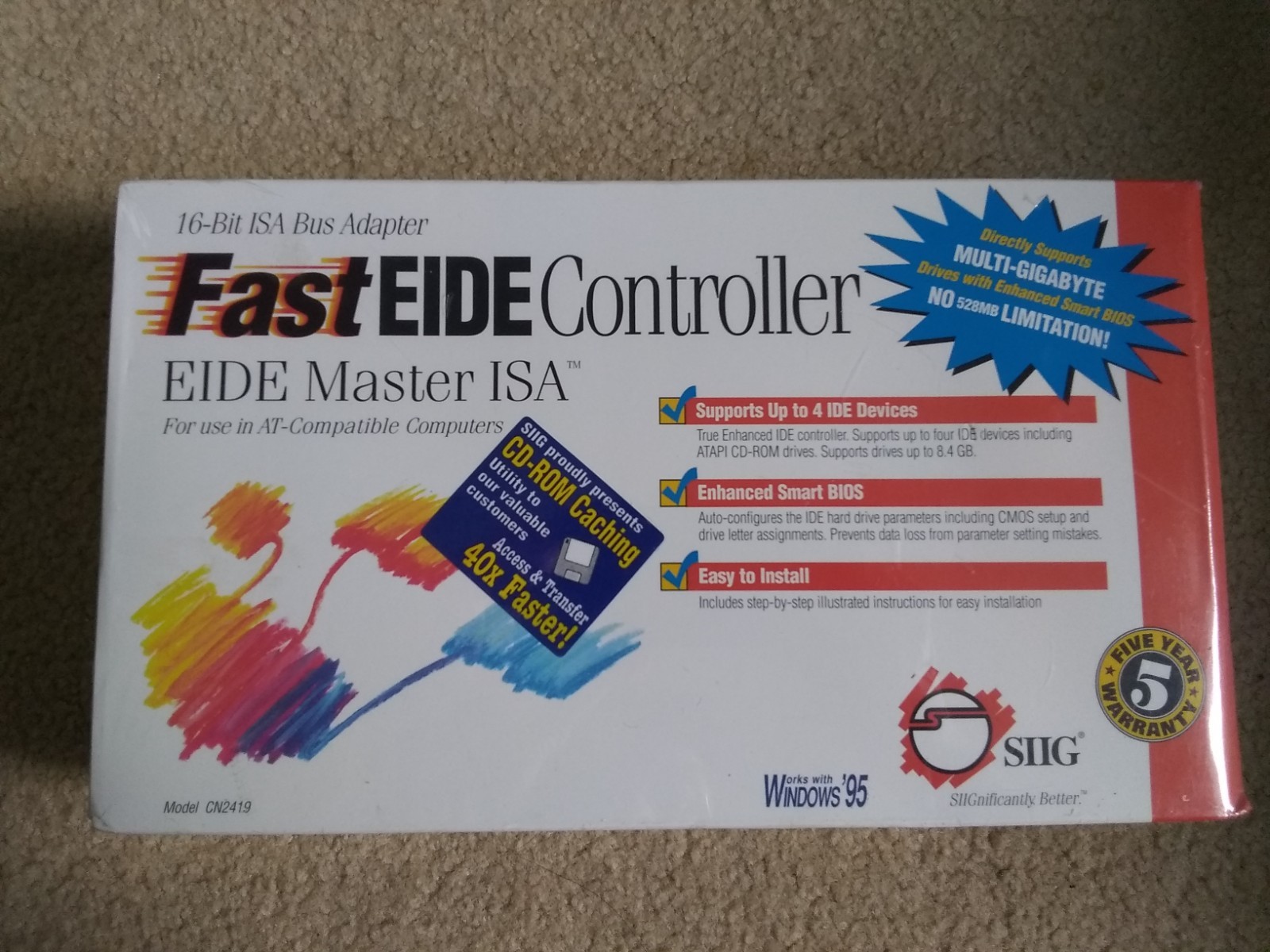 Fast EIDE Controller, NEW FACTORY SEALED, SIIG Master ISA