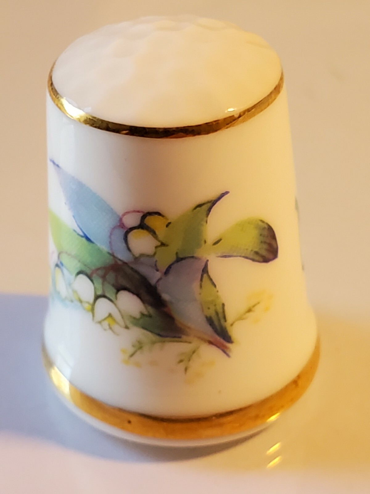 Vintage Nashville Thimble bone china gold gilding floral design box7