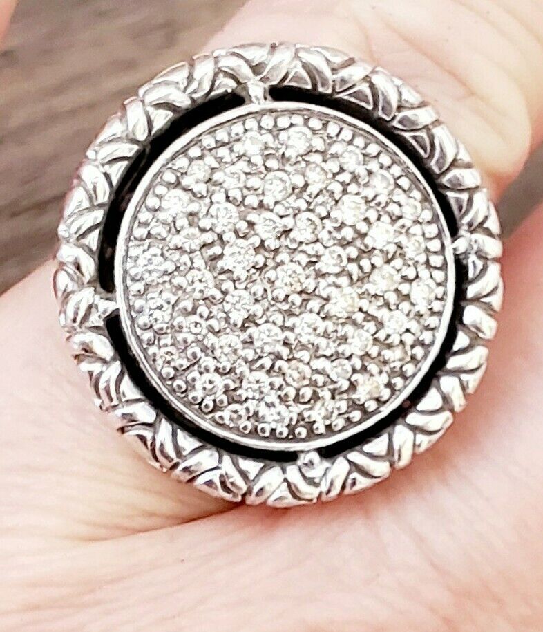 LARGE John Hardy Bold Diamond Circle NAGA Ring PRETTY! Sz 7
