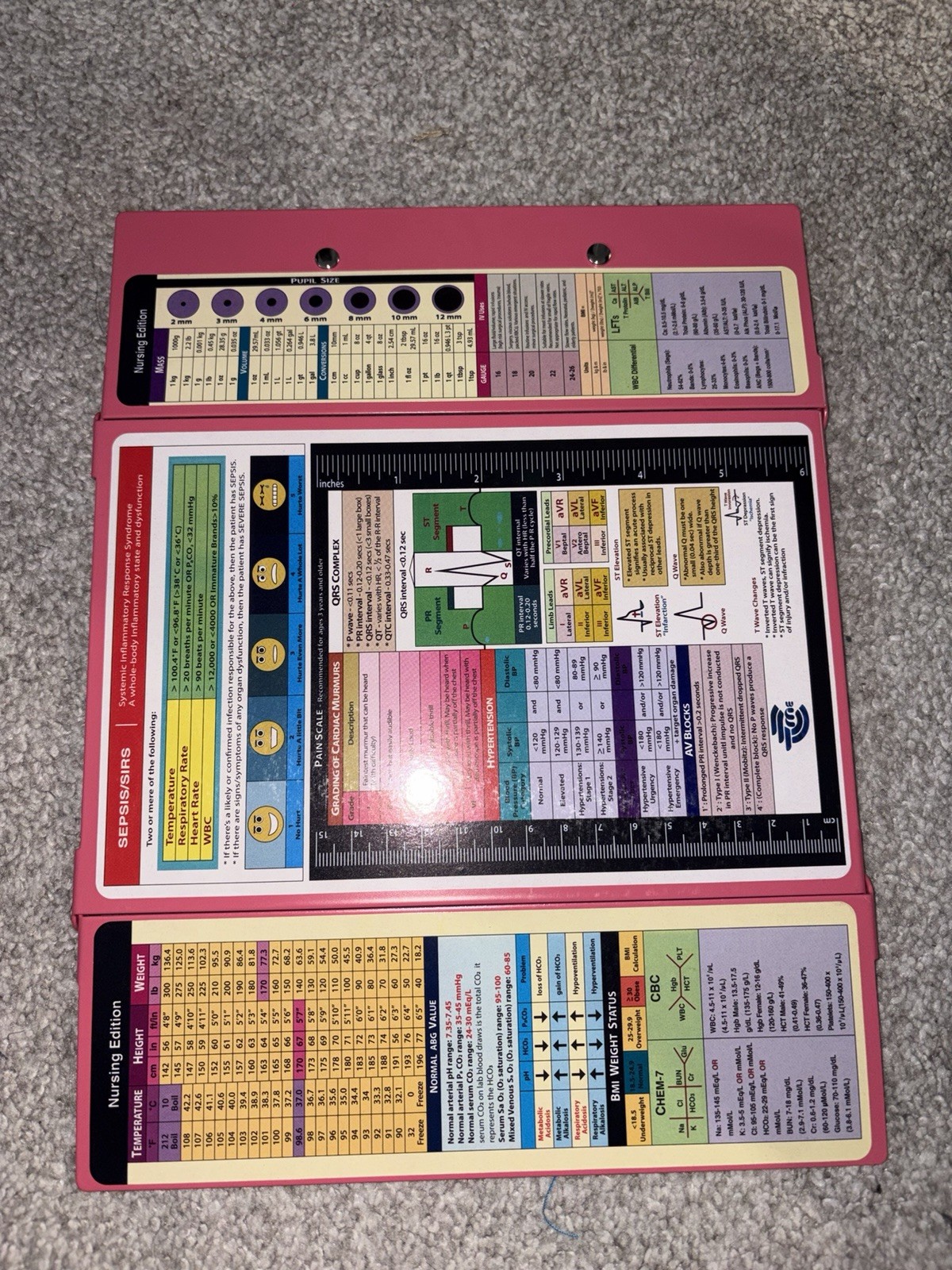 Nursing Edition Foldable Clipboard Medical Reference Charts Pink clipboard 