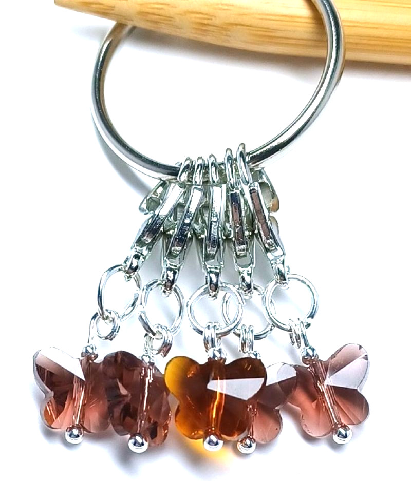 MikieLou Stitch Markers Topaz Austrian CRYSTAL Butterflies Knitting Crochet