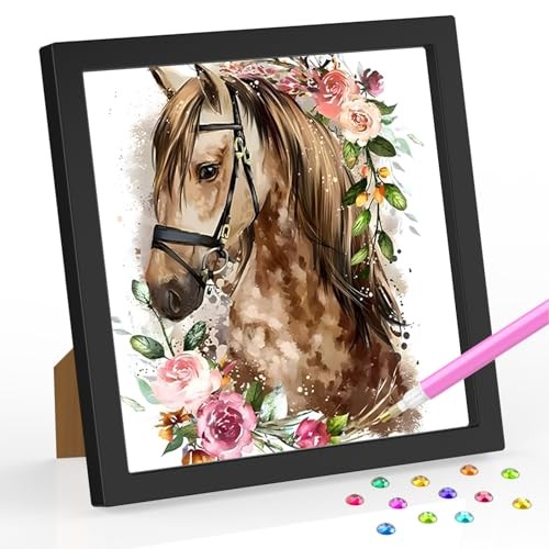  Horse Diamond Art Kit for Kids with Frame, Ages 4-8, Easy Gem Art horse - 03