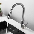 Brushed Nickel Kitchen Faucet Sink Mixer Faucet Pull Down Sprayer Single Handle