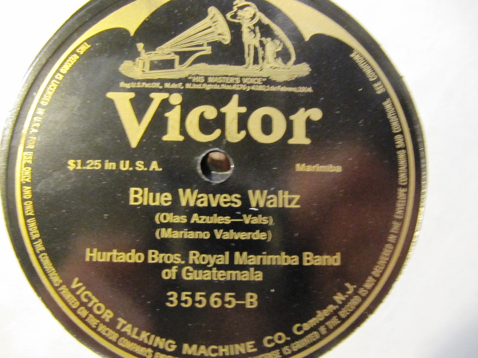 LATIN GUATEMALA 1916 Valverde OLAS AZUL Hurtado Bros MARIMBA Band VICTOR 35565