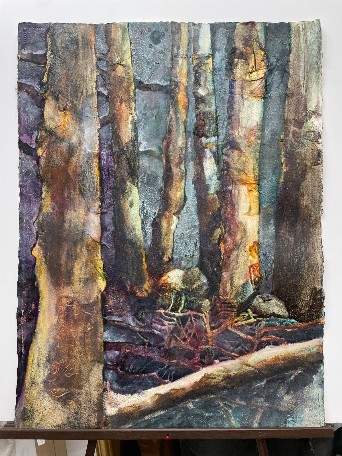 Gail Gitin "Alpine Forest" Original Mixed Media Artwork on Paper